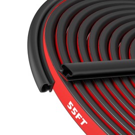 Black Weather Stripping Door Seal Strip, Rubber D Shape Door Rubber Weather Seal Strip, Self-Adhesive 55FT Door Weatherstripping Soundproofing for Windows Blocks Drafts & Noise,Home & Camper