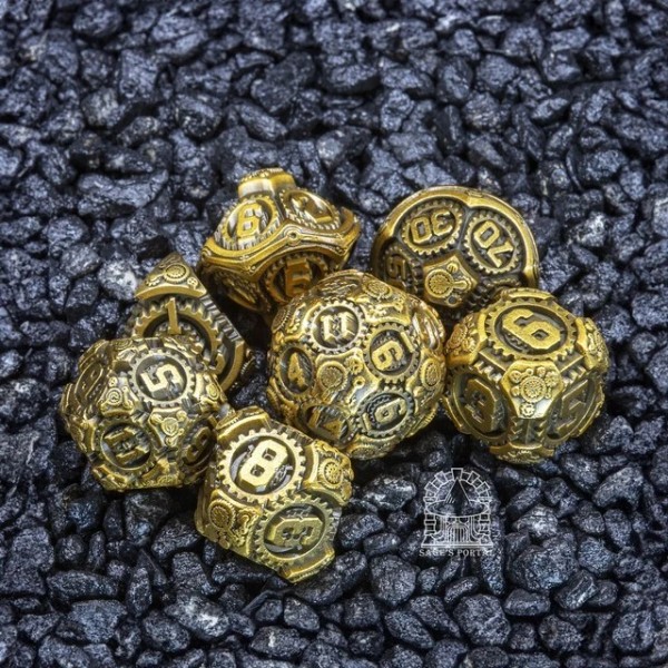 Sage's Artificer's Core Bronze Essence Metal Polyhedral Dice Set |