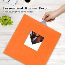 potricher Large Photo Album Self Adhesive 4x6 5x7 8x10 Pictures Linen Cover 40 Blank Pages Magnetic DIY Scrapbook Albums with A Metallic Pen (Orange)