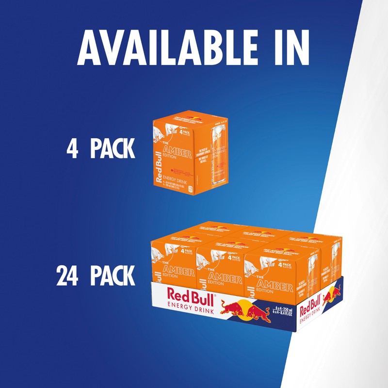 Red Bull Amber Edition Energy Drink, Strawberry Apricot, with 80mg