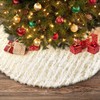 Alynsehom Christmas Tree Skirt, Large White&Gold Bronzing Luxury Faux Fur