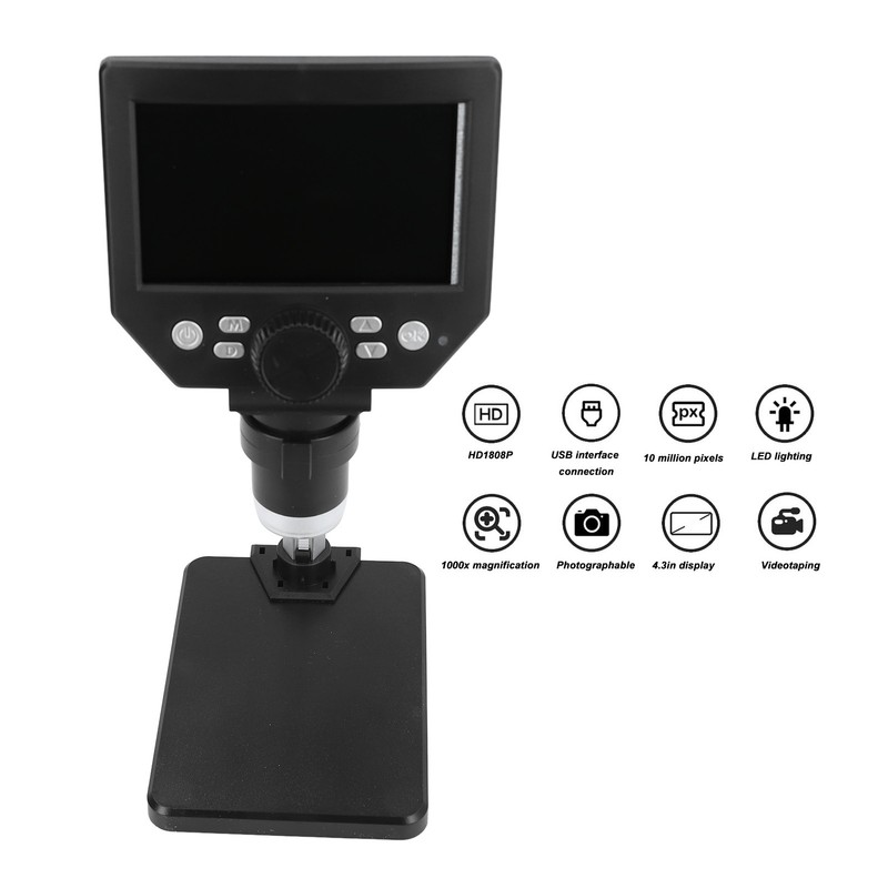 Digital Microscope 4.3in LCD 10MP Electronics Repair Soldering Coin Camera