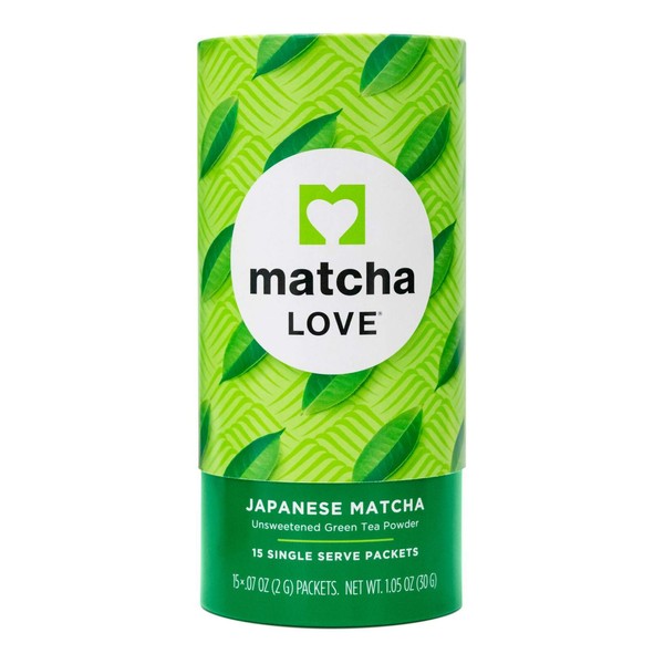 Matcha Love Japanese Matcha Unsweetened Green Tea Powder, 15 Single Serve Packets