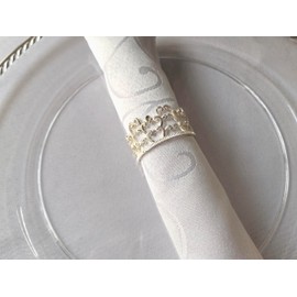 Crown Design Napkin Rings - 12Pcs Round Table Decor Holder for Dinner Party, Christmas, Dining Table (GOLD-C24)