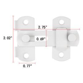 INIRET 2 Packs Barn Door Latches，2.75” x 2.02” Matte White Stainless Steel barn gate flip Door Latch Bi-fold Door Lock,Sliding Door Lock Gate Latches Wine Cabinet Closet Door Latches，White Finish