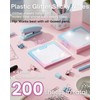 200pcs Glitter Sticky Notes, Transparent Sticky Notes with Pink Blue
