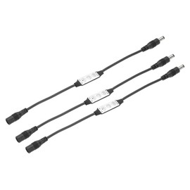 sourcing map LED Strip Dimmer, 12V to 24V 12A Mini Brightness Adjustable Controller Lamp Switch with DC Plugs for Single Color Strips, Black Pack of 3