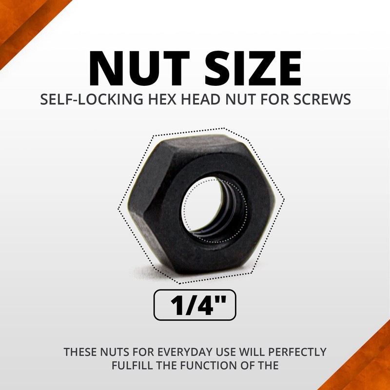 DOJA Industrial Hex Nuts Screws 1/4 Inch Pack 20 Self-Locking