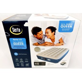 Serta Raised Queen Air Bed Mattress with Built-In AC Air Pump 500 Pound Capacity