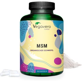 MSM Vegavero® Capsules, Pack of 365, 2000 mg Pure Methylsulfonylmethane, High Dose, Vegan and No Additives, from Germany