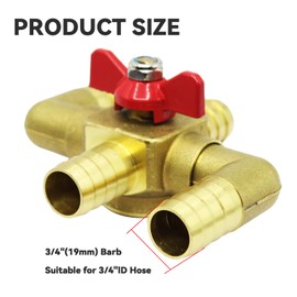 Solid Brass 3/4 Inch Heater Control Valve, 4-way Automobile Heating Water Valve, Brass Automotive Integrated Manual Control Valve, Heater Core Bypass with 4 Clamps(19mm)