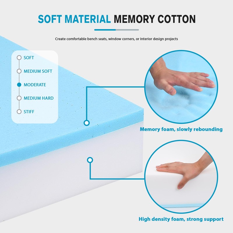Upholstery Foam 26"x26" – 6“ Thick Couch Cushion Replacement, Cut