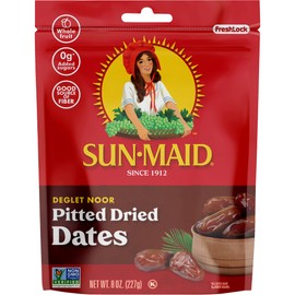 Sun-Maid California Pitted Dates | Deglet Noor | Resealable Bag | 8 Ounce | Whole Natural Dried Fruit | No Artificial Flavors | Non-GMO
