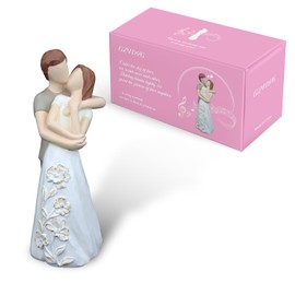 GZVDYG White Couple Embracing Resin Figurine, 6.1" H, Romantic Gifts for Him & Her, Abstract Romantic Design, Engagement Anniversary Wedding Keepsake Home Decor