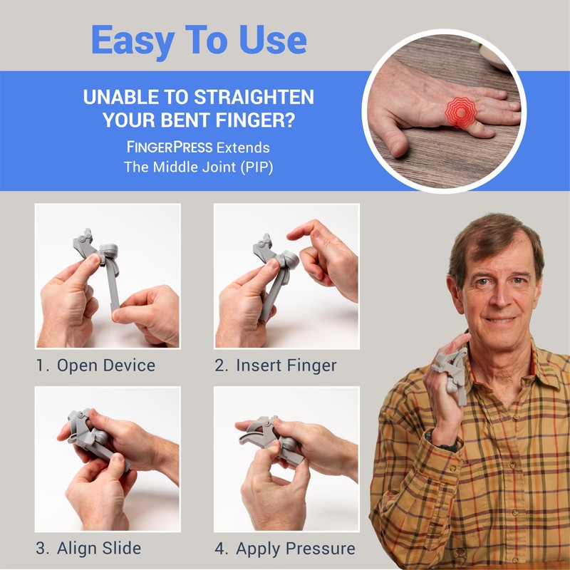 FingerPress Finger Straightener | PIP Extension Orthosis/Splint For Bent Fingers,