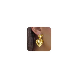 Double Heart Earrings for Women Heart Drop Earrings Heart Dangle Earrings Gold Silver Heart Statement Earrings for Party Prom Gift's for Girlfriend