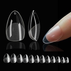 Nail Tips, Almond Tips for Gel Nails, Pack of 552 Full Cover Nail Tips, Pre-buff Nail Tips, Short XS Soft Gel Tips, 12 Sizes Artificial Nails Tips, Clear Matt Nail Art Nail Extension Tips for Gel Nails