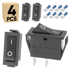 4-Pack UL Listed Rocker Toggle Switch, ON/Off SPST 2Pin Heavy Duty 20A Boat Switches for Home Auto Car Marine Boat, RK1-11, Black