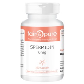 Fair & Pure® - Spermidin 6mg - 150 Kapseln - aus Weizenkeimextrakt - Hochdosiert - Bioverfügbar - Qualität aus Deutschland