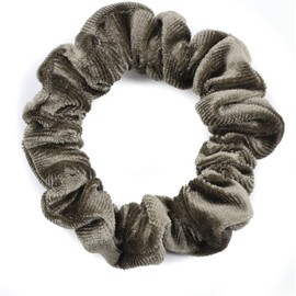 Mytoptrendz® 2 pcs Plain Soft Lux Premium Plush Velvet Scrunchies Ponytail Holder For Girls Adults Scrunchie Thin Hair Ties (Khaki)