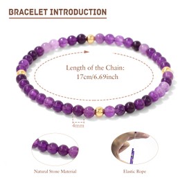 Natural Gemstone Bead Bracelets for Women, 4mm Natural Stone Bracelet Womens Crystal Bracelet Yoga Beads Bracelet Stretch Bracelet for for Her Christmas Valentine's Gifts (Carnelian)