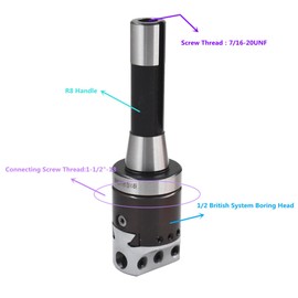 Kimllier 2 Inch Boring Head R8 Shank 9Pcs 1/2 Inch Shank Boring Bar Set Carbide Tipped Bars Lathe Tool