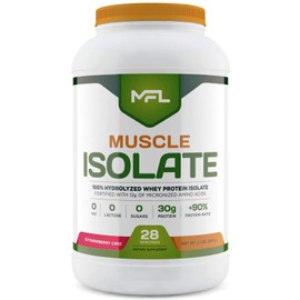MFL 100% Isolate Protein l 30g of Protein l 12g Amino Acids l Keto Friendly l Low Carbs l 2 lbs. (Strawberry Cake)
