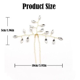 Prosy Bride Wedding Hobby Hair Pins Gold Bridal Crystal Hair Clips Rhinestones Headpieces for Women and Girls (Pack of 2)