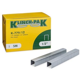 Klinch-Pak K-779/12, 1/2” Leg x 1/2" Wide Plier Staples, 5000 Per Package