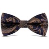 WOXVM Men's Bow Ties Paisley Pre-Tied Bowtie (Gold Navy Blue)