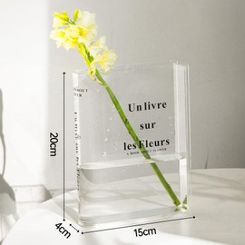 Book Vase, Book Vase, Clear Acrylic Book Vase, Tulip Vase, Book Vase, Transparent Book-shaped Vase, Transparent Flower Vase for Flowers, Book Shape Book Flower Vase for Bedroom, Table Decoration