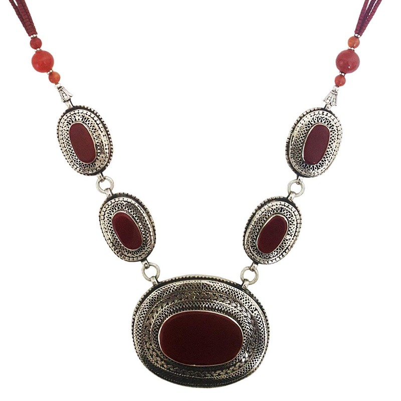 Mehrunnisa - Collar con colgante tribal afgano Rojo