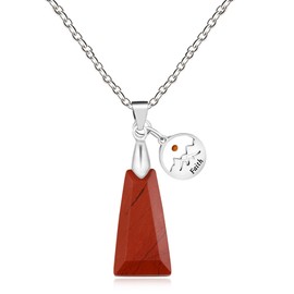 Oneress Party Statement Stone Necklace, Natural Red Stone Trapezoid Pendant for Women and Men YA4814 (Red Stone)
