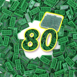 MALEKO Money Tiles Bank Bill Accessories, 80 Pieces 100-Dollar Green 1x2 Tiles, Bulk Building Toy Parts, Compatible with All Major Brands
