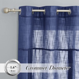 PONY DANCE Kitchen Curtains for Window - Semi-Sheer Decorative Roman Shade for Bedroom Tie Up Blinds Short Window Covering, 42" Wide by 54" Long, Navy Blue, Set of 1