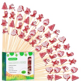 Vintage Christmas Cocktail Picks, Retro 80s 70s 60s Themed Xmas Decoration Toothpicks Fruit Drinks Dessert Sticks Food Sandwich Appetizer Charcuterie Skewers for Christmas Decorations Party Supplies