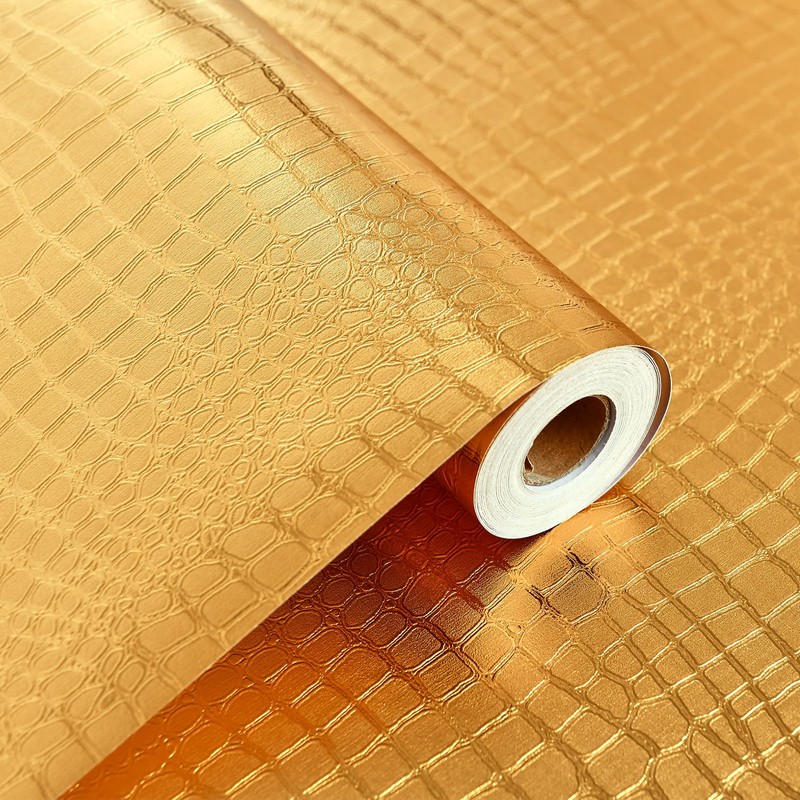 Cismmy Peel and Stick Wallpaper Gold Crocodile Wallpaper 15.7" X