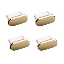 Type-C Cap, Connector Cover (Pack of 4), Dustproof Protective Cover, Charging Port, Connector Cover, Cap, Smartphone Terminal Cover (Gold)