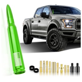 Car Bullet Antenna,Truck Exterior Decoration Accessories Car Vehicle Replacement Antenna Conpatible with Ford F150 RAM 1500 GMC Heavy Duty Pickup Trucks Accessories(New Upgrade Green-U.S. Flag)…