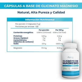 Glicinato Magnesio 500mg 200 Cápsulas Por Frasco Sabor