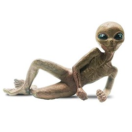 John Bernard & Company Alien Invasion 10” Sexy Male Lying UFO Extraterrestrial Garden Alien Statue and Figurine “Atlas” – Starlight Bronze