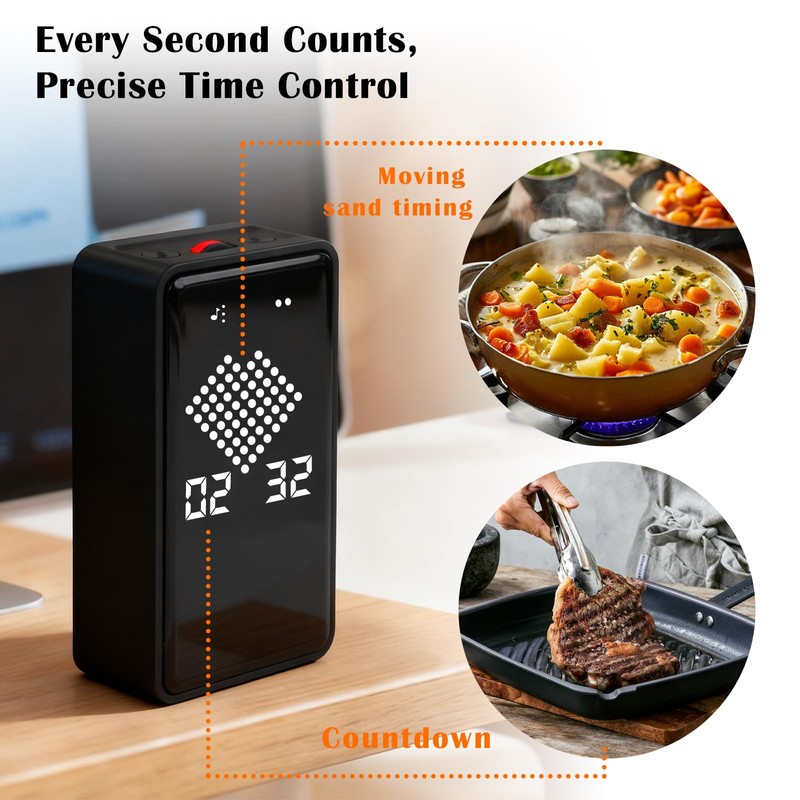 Digital Hourglass Timer, Magnetic Visual Focus Timers with Adjustable Alarm