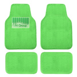 FH Group Universal Fit Full Set Doe16 Faux Rabbit Fur Automotive Floor Mats Fits Most Cars, SUVs, Trucks and Vans Green