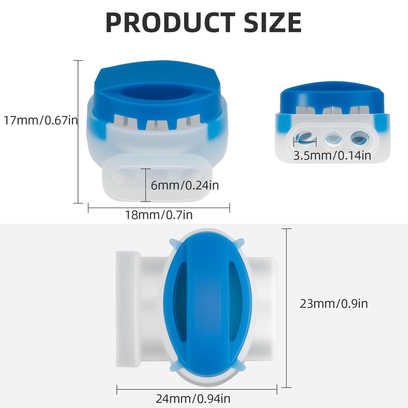 20Pack Wire Connectors Electrical IDC 314-Box Waterproof, GIBBAB 3-Way Boundary