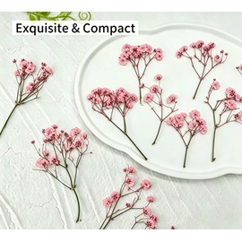 100pcs Natural Dried Baby’s Breath Flowers - Pink Preserved-Dried Babies Breath Bouquet, Real Gypsophila for Wedding, DIY Crafts, Resin Art, Invitation Cards & Home Décor