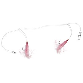 Uncle Mo’s Tackle - Fluke Flounder Hey Now Killer Hi-Lo Rig – Pink Mylar BUCKTAIL Teaser for Saltwater –Mustad Black Size 3/0 Octopus Hook - 30lb Heavy Duty Mono 2ft Long -Black Duo-Lock Snaps