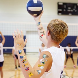Volleyball Temporary Tattoos - 60Pcs Volleyball Party Decorations Birthday Party Favors Supplies Accessories Basketball Stickers Use For All Of Ages Kids Youth Adult Gift Idea