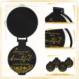 HSDSH 100 Pcs Inspirational Compact Mirror Bulk Small Pocket Mirror Purse Round Portable Folding Makeup Mirror Mini Compact Mirror Gifts for Women Coworker Employee Teacher(Black)