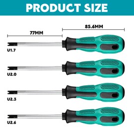 Ksvaye 4 Pcs U-Type Magnetic Screwdriver, M1.7 / M2.0 / M2.3 / M2.6 U Shape Screwdriver Set Chrome Vanadium Steel + PP CRV Screwdriver Hand Tool for Household Appliances