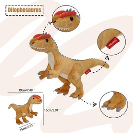 Wilomis Baby Dinosaur Stuffed Animal - Yellow Dino Dilophosaurus with Egg Dinosaur Plush Toy, Soft Stuffed Dinosaurs for Boys 3-5 Kids Birthday Gift